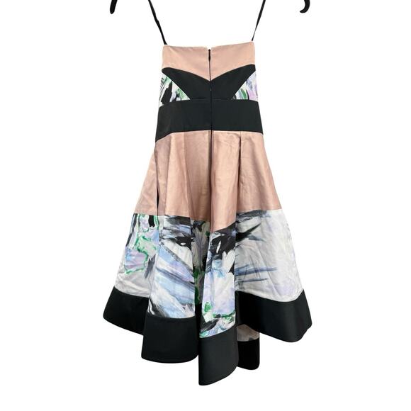 Milly Strapless Colorblock Floral Fit & Flare Dress XXS Cocktail - Picture 6 of 10